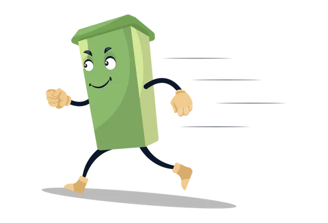 Dustbin running fast  Illustration