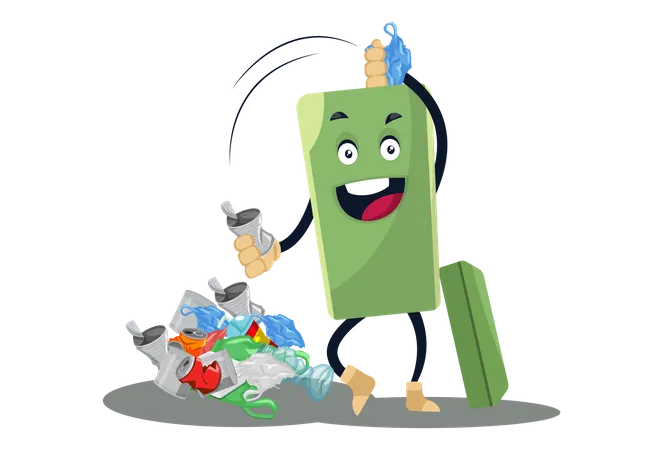 Dustbin with full of garbage Illustration