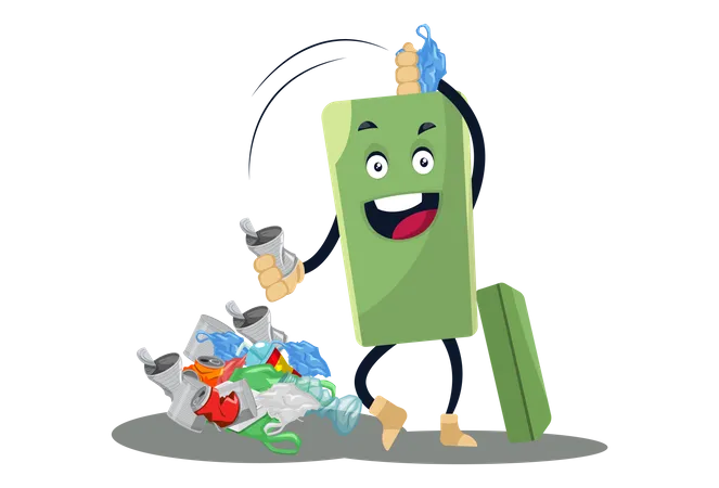 Dustbin with full of garbage  Illustration