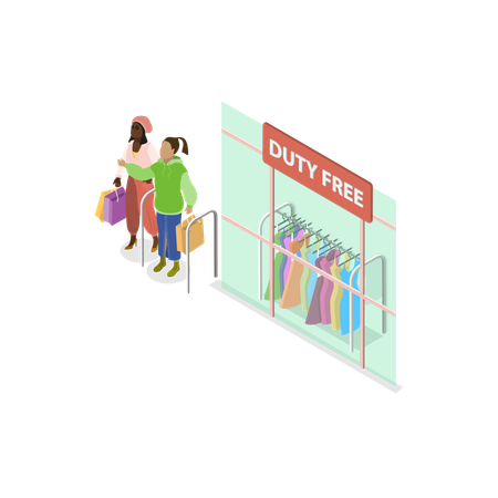 Duty free shop at airport Illustration