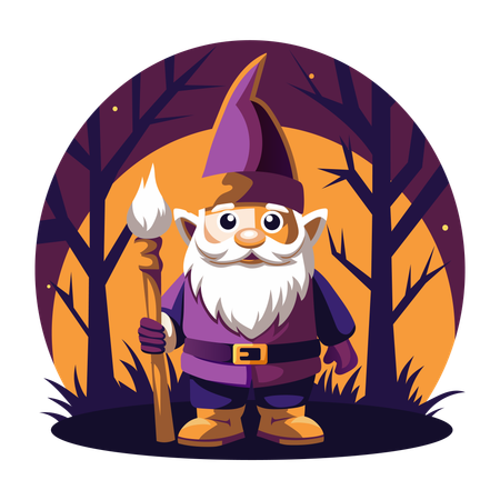 Dwarf standing in forest  Illustration