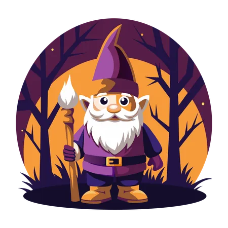 Dwarf standing in forest  Illustration