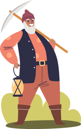 Dwarf working on farm  Illustration
