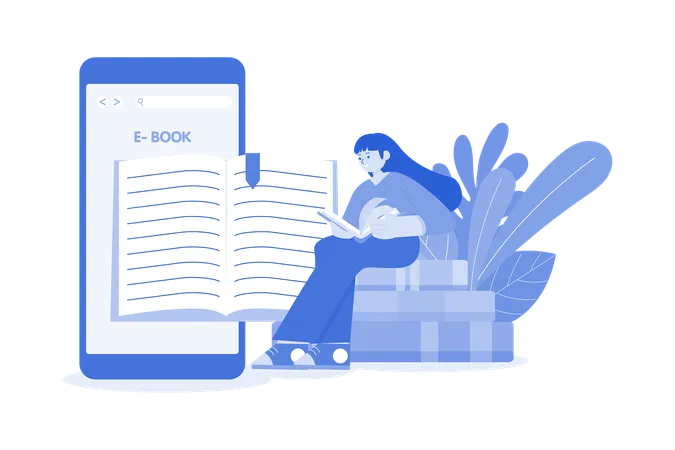 E Book App Illustration Concept On A White Background Illustration