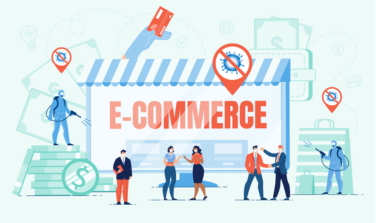 E-Commerce Business Development in Covid Pandemic  Illustration