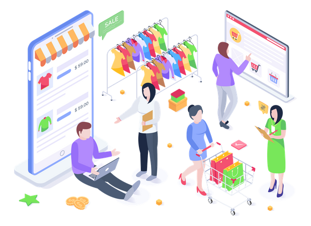 E-Commerce-Entwicklung  Illustration