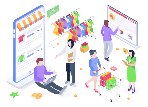 E-Commerce-Entwicklung  Illustration