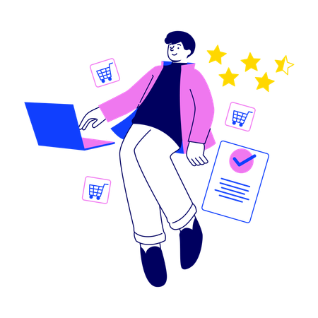 分析を説明するEコマースマネージャー  イラスト