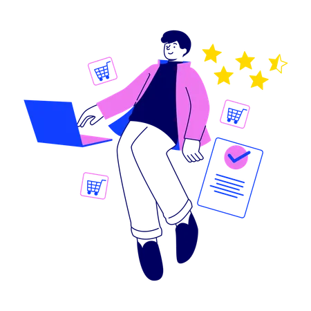分析を説明するEコマースマネージャー  イラスト