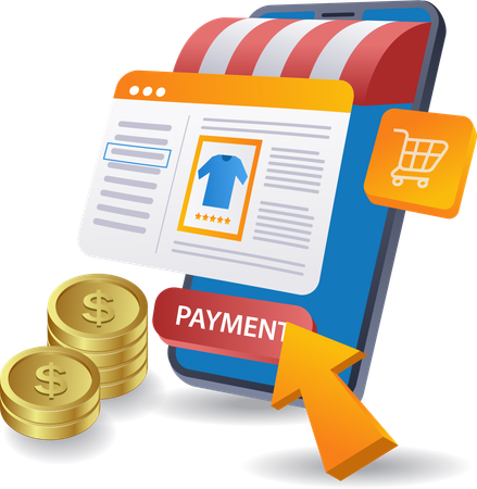 E-commerce market payment transactions  Illustration