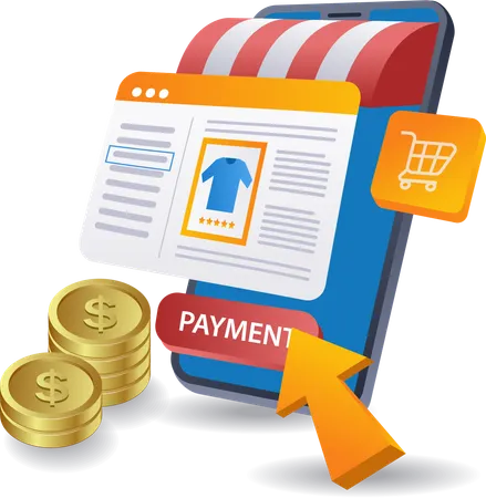 E-commerce market payment transactions  Illustration