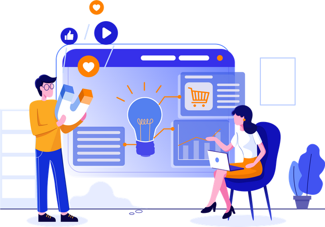 E-Commerce marketing strategy Illustration