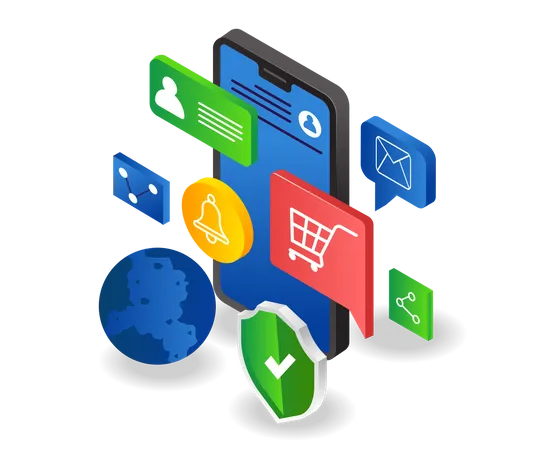E-commerce mobile app Illustration