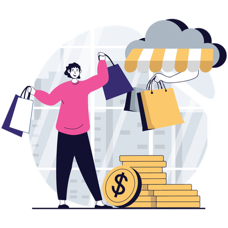 E Commerce On Mobile  Illustration