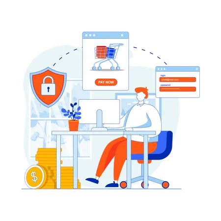 E-commerce payment security Illustration