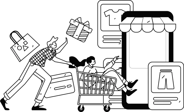 E-commerce podcast recorded by woman  Illustration