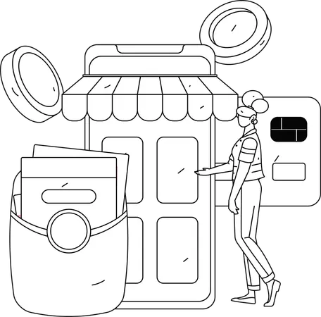 E-commerce podcast recorded by woman  Illustration
