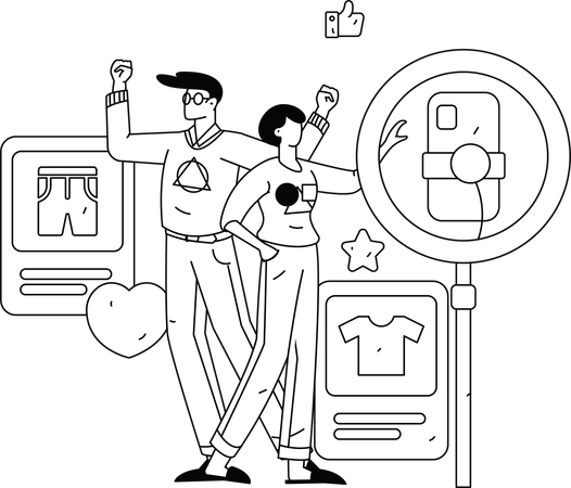 E-commerce podcast recorded by woman  Illustration