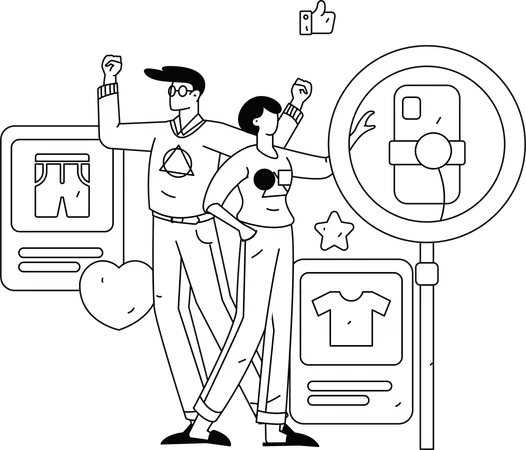E-commerce podcast recorded by woman  Illustration