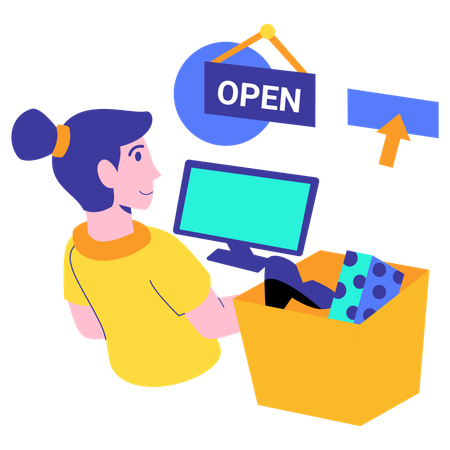 E-commerce seller open for orders  Illustration