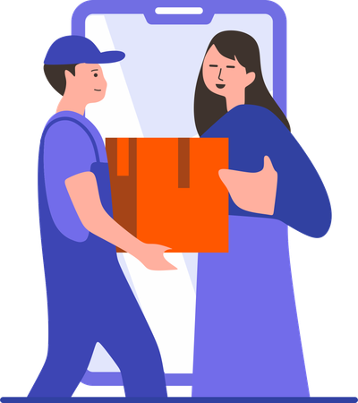 E-commerce Shipping delivery received by woman  Illustration