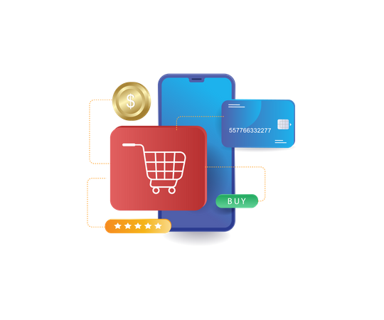 Paiement des achats en ligne  Illustration