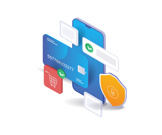 E-commerce shopping payment security  Illustration