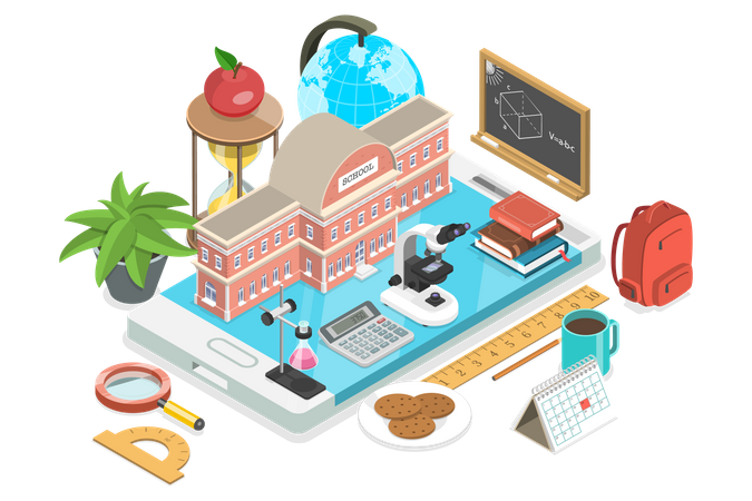 E-learning and Back to Digital School  Illustration