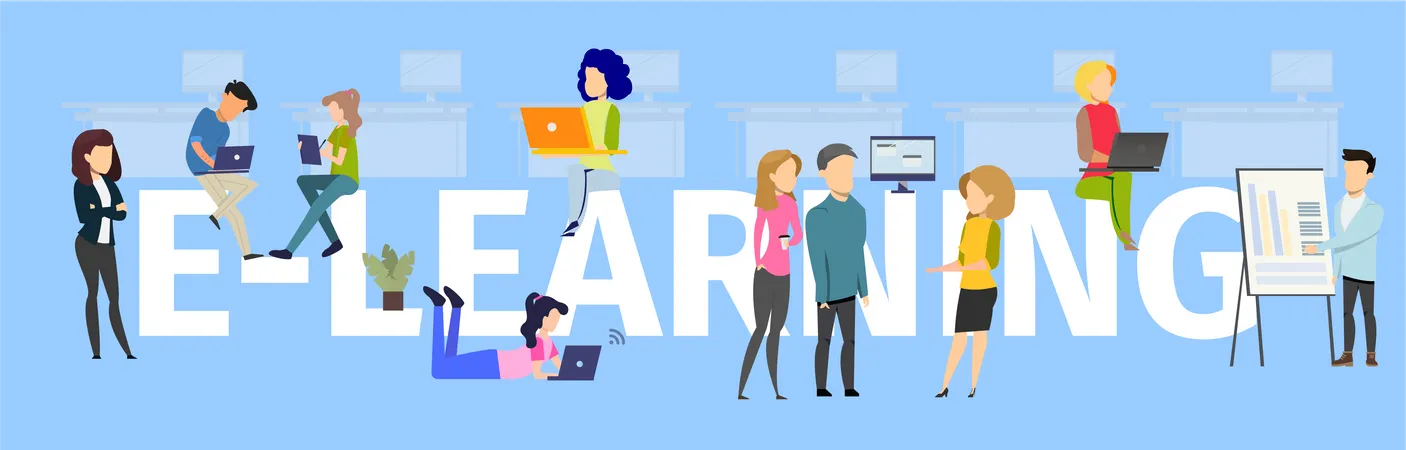 Banner de tipografia de e-learning  Ilustração