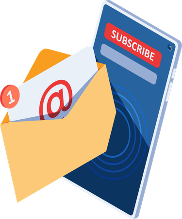 E-Mail-Benachrichtigung mit Abonnieren-Schaltfläche auf dem Smartphone-Bildschirm Illustration