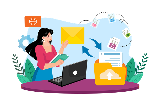 E-Mail-Dienstanbieter bieten große Speicherkapazitäten für E-Mail-Daten  Illustration
