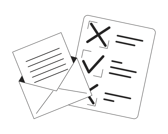 E-mail e lista de verificação  Ilustração