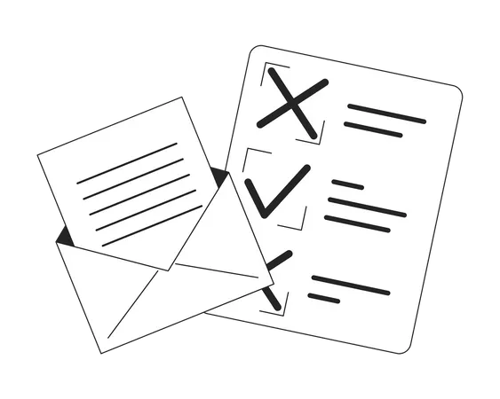E-mail e lista de verificação  Ilustração