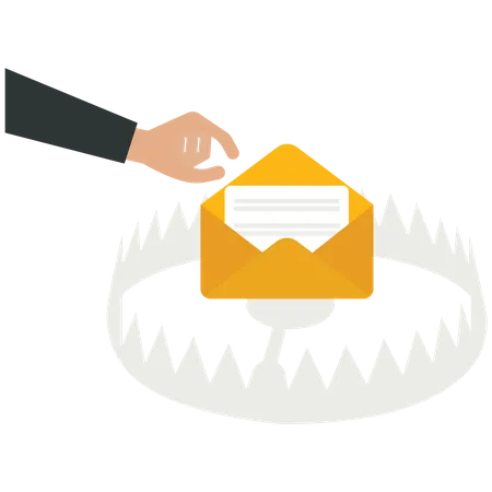 E-mail is in a trap for a scam concept  Illustration