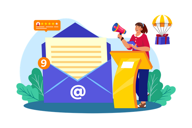 E-Mail-Vermarkter entwickeln und führen E-Mail-Kampagnen durch  Illustration