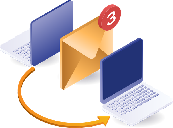 Technologie zum Senden von E-Mails zwischen Computern  Illustration