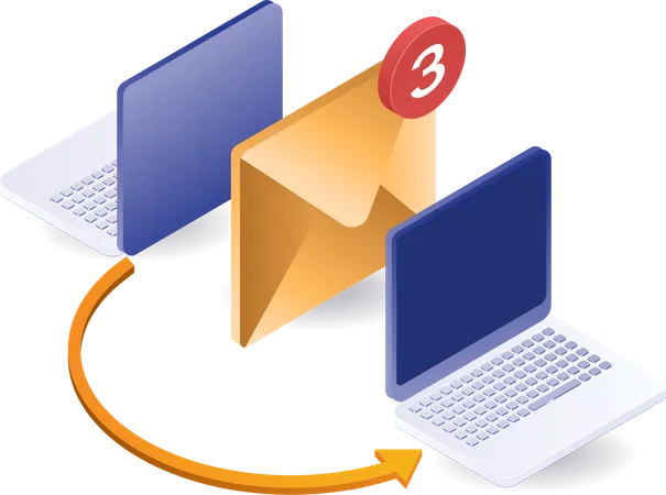 Technologie zum Senden von E-Mails zwischen Computern  Illustration