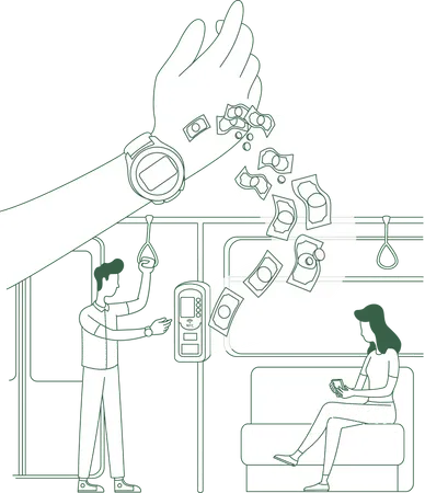 E-payment using smart watch  Illustration