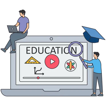 E-Training or learning new skill from internet or e-learning website  Illustration