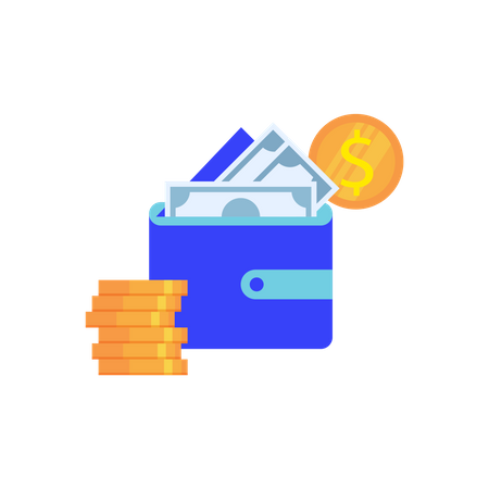 E-wallet concept with wallet and cash  Illustration