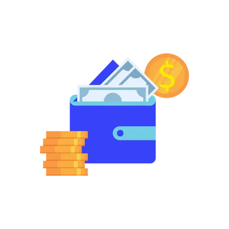 E-wallet concept with wallet and cash  Illustration