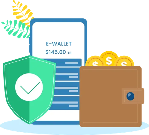 E-Wallet secured app  イラスト
