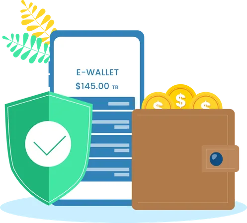 E-Wallet secured app  Illustration