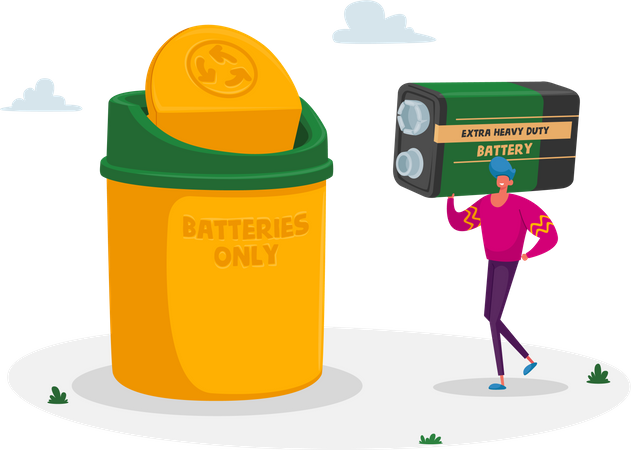 E-waste batteries recycling Illustration