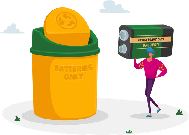 E-waste batteries recycling  Illustration