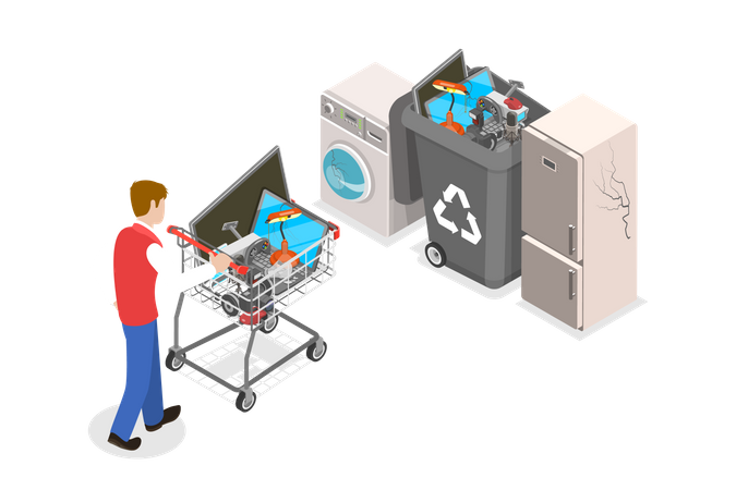 E Waste Sorting  Illustration