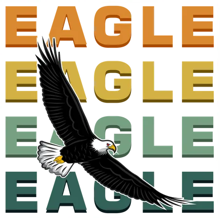 Eagle Retro Design Landscape Illustration