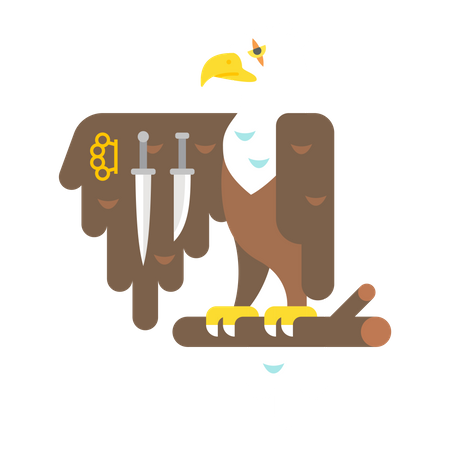 Eagle with knife and punch  Illustration