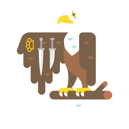 Eagle with knife and punch  Illustration