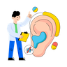 illustration ear hearing aid machine